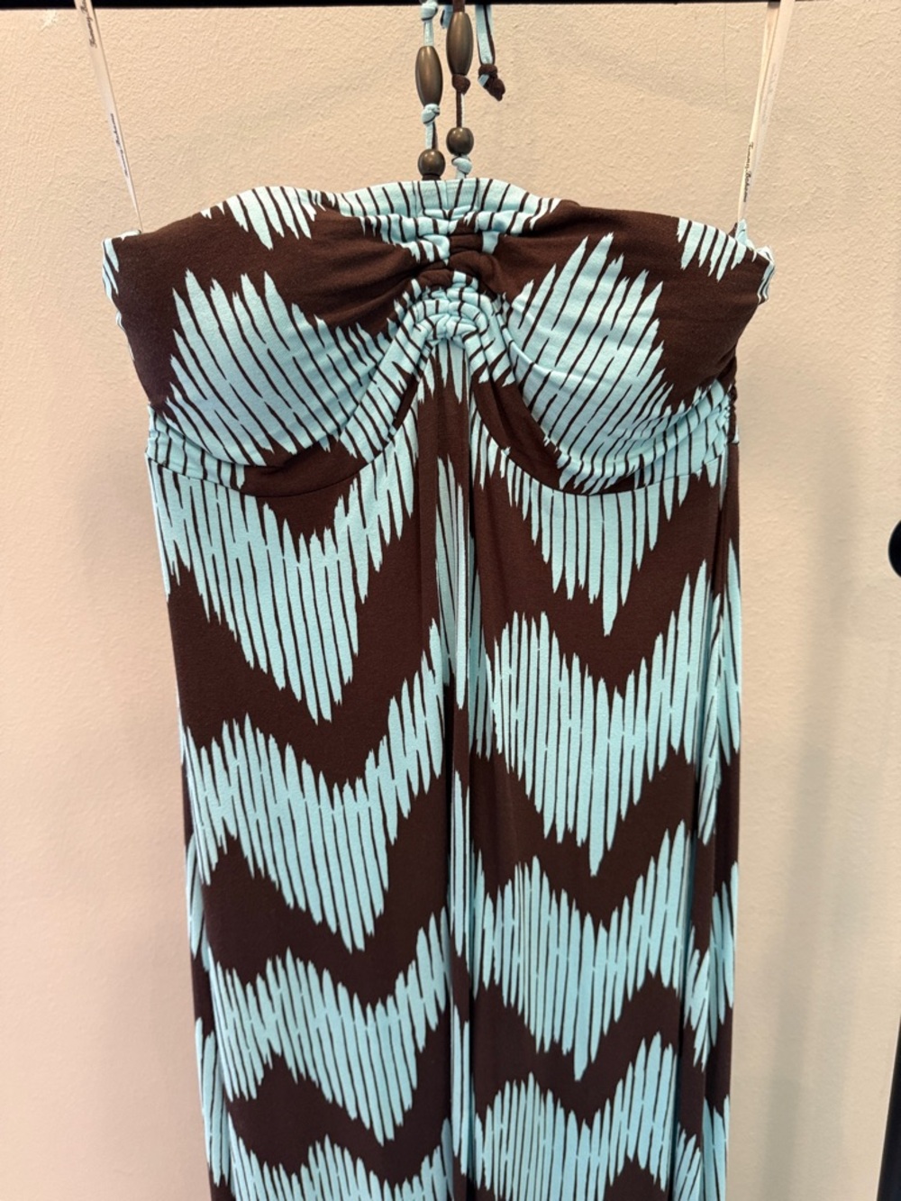 Tommy Bahama Strapless Chevron Maxi Dress in Aqua and Chocolate